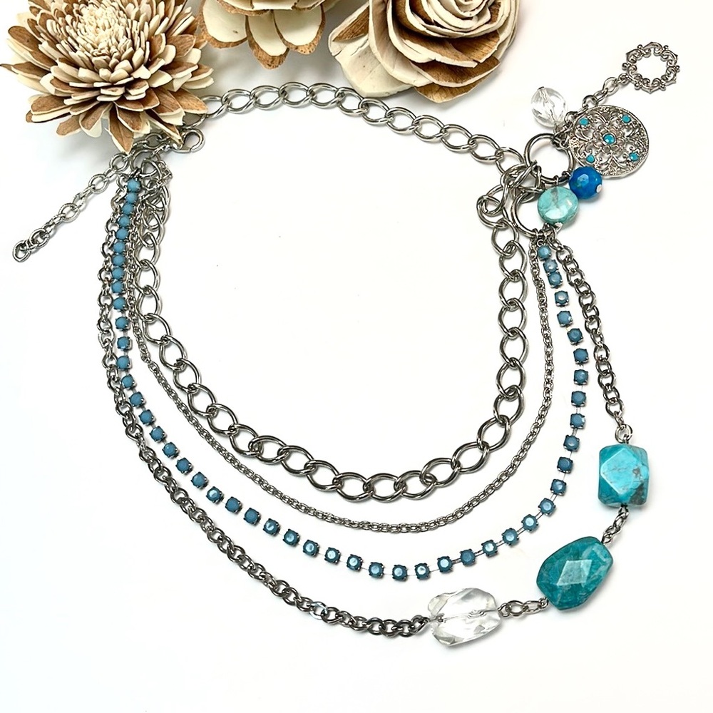 THE LIMITED MULTI-CHAIN TURQUOISE CHARM NECKLACE
